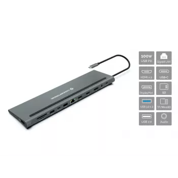 Conceptronic DONN17G laptop-dockingstation/poort-replicator bedraad USB 3.2 Gen 1 (3.1 Gen 1) Type-C grijs