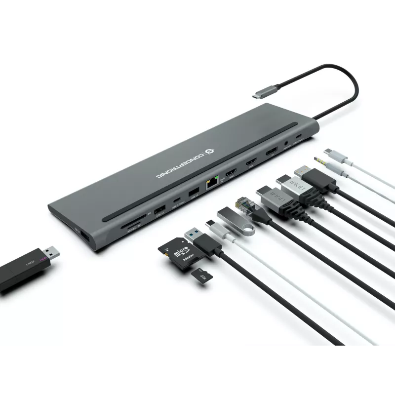 Conceptronic DONN17G laptop-dockingstation/poort-replicator bedraad USB 3.2 Gen 1 (3.1 Gen 1) Type-C grijs