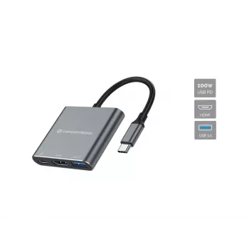 Conceptronic DONN18G 3-in-1 USB 3.2 Gen 1 dockingstation, HDMI, USB 3.0, 100W USB PD