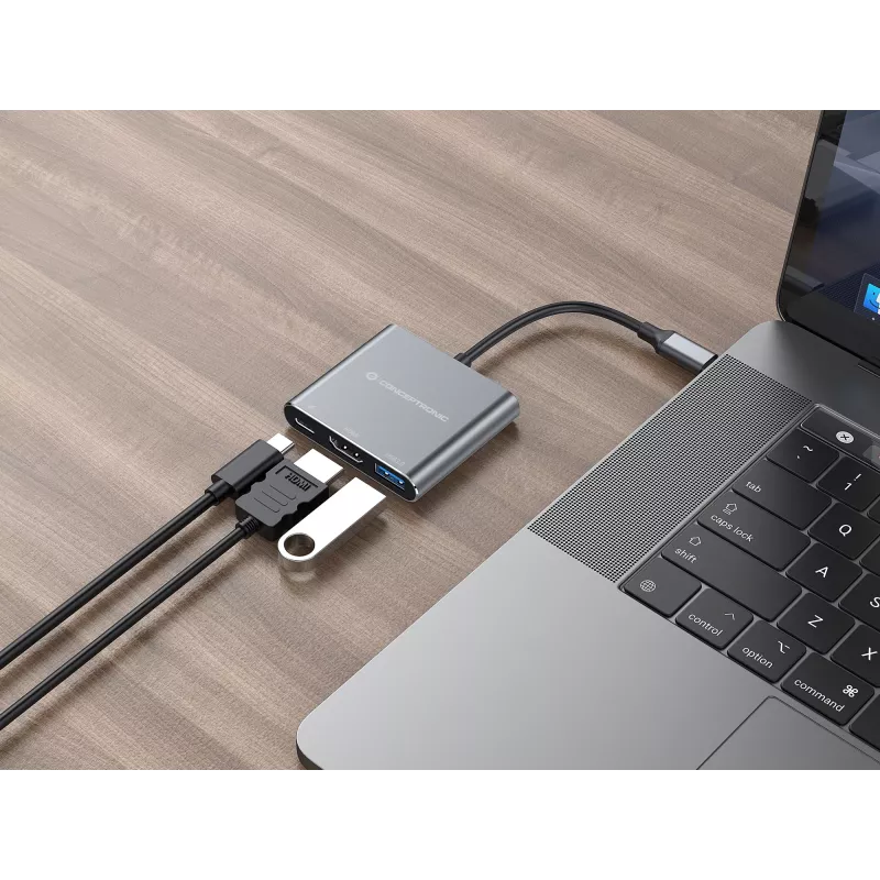 Conceptronic DONN18G 3-in-1 USB 3.2 Gen 1 dockingstation, HDMI, USB 3.0, 100W USB PD