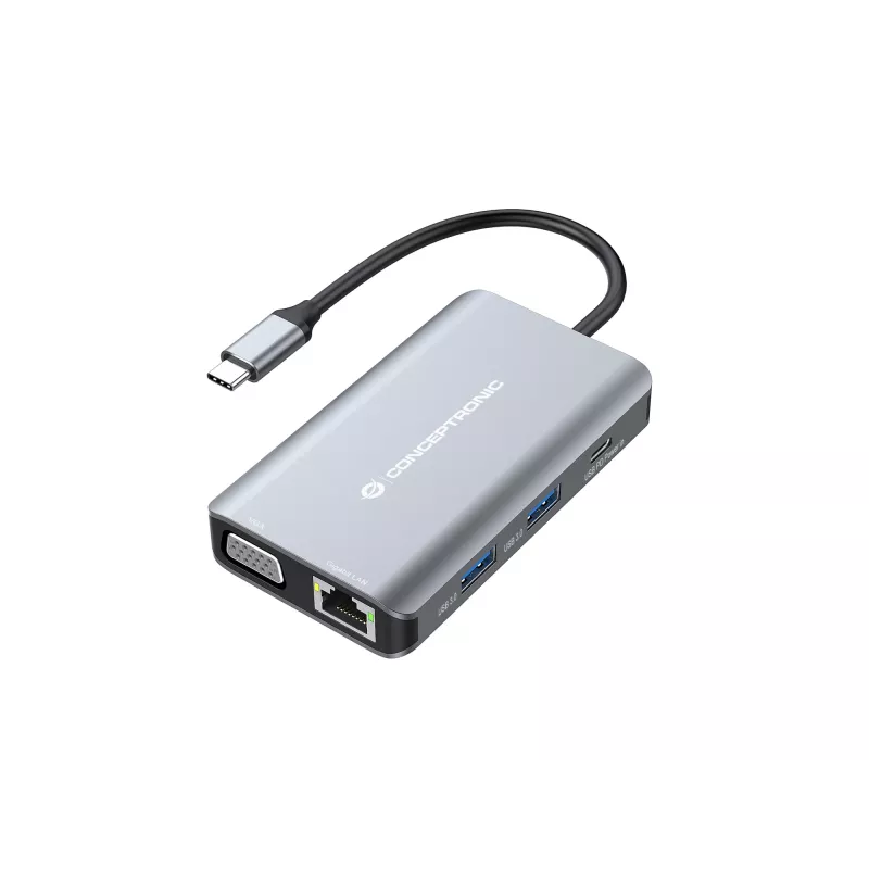 Conceptronic DONN21G laptop-dockingstation/poort-replicator bedraad USB 3.2 Gen 1 (3.1 Gen 1) Type-C grijs