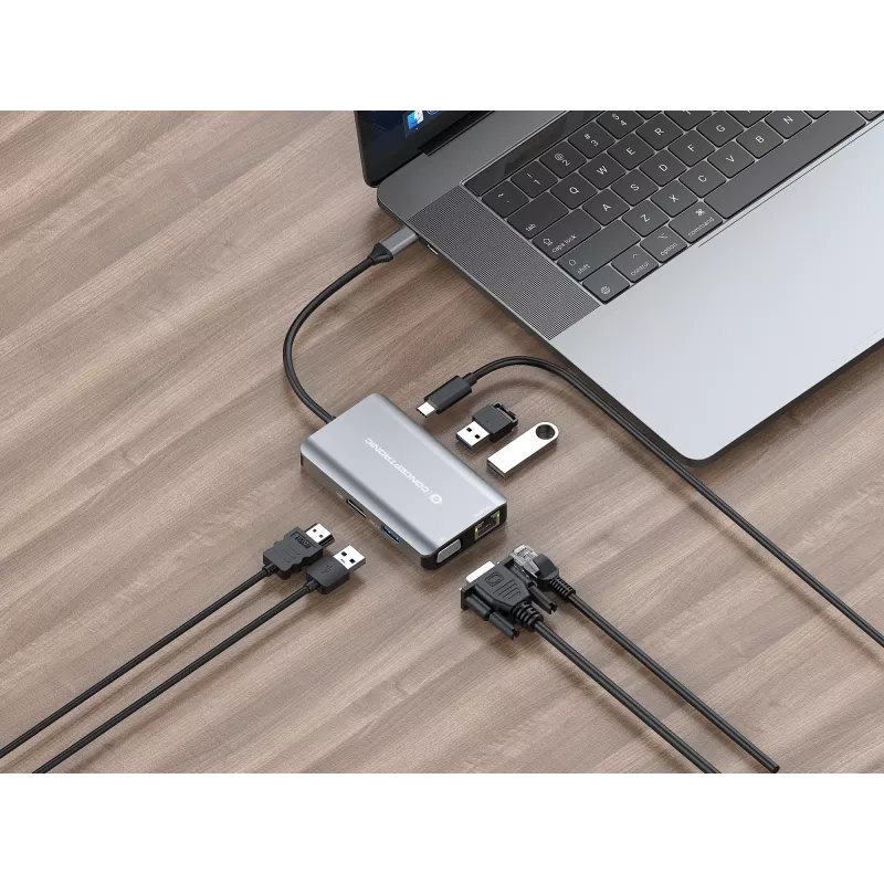 Conceptronic DONN21G laptop-dockingstation/poort-replicator bedraad USB 3.2 Gen 1 (3.1 Gen 1) Type-C grijs