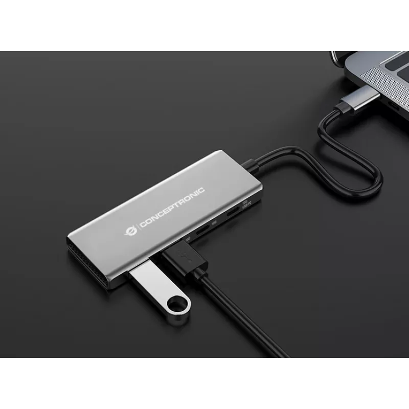Conceptronic HUBBIES15G interface-hub USB 3.2 Gen 2 (3.1 Gen 2) Type-C 10000 Mbit/s grijs