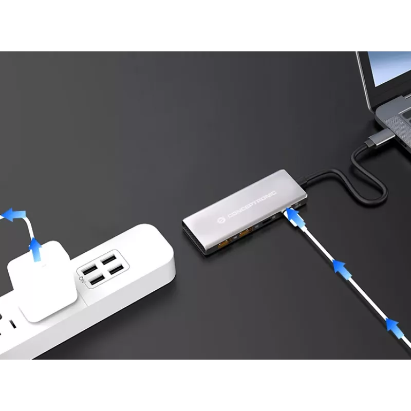 Conceptronic HUBBIES15G interface-hub USB 3.2 Gen 2 (3.1 Gen 2) Type-C 10000 Mbit/s grijs