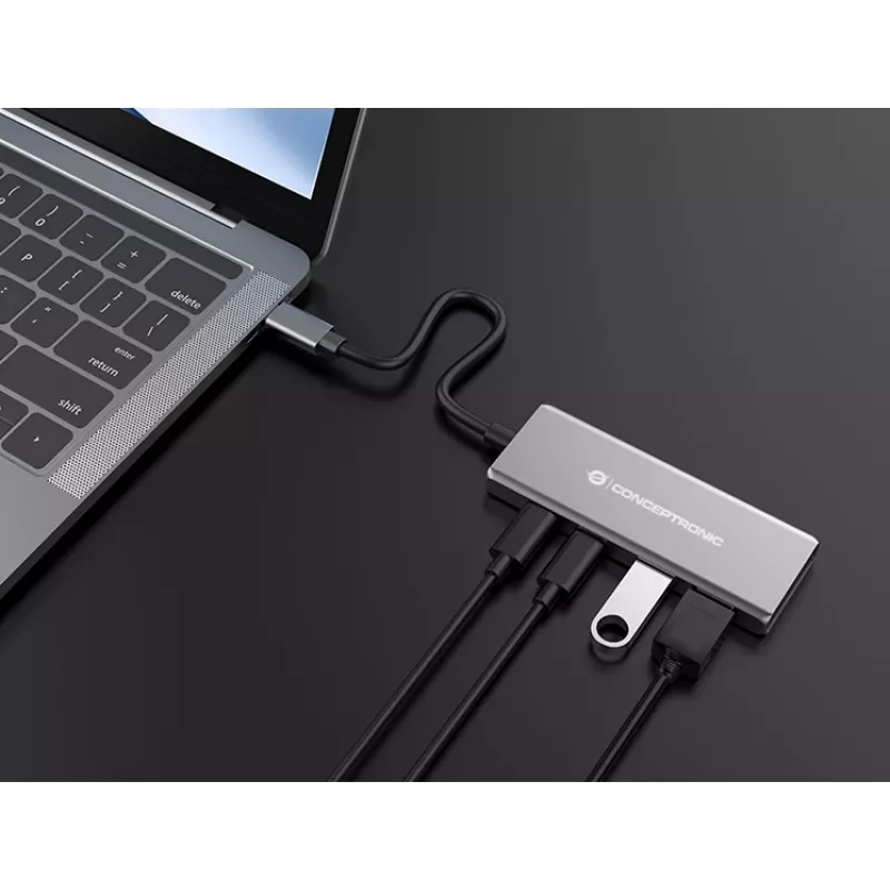 Conceptronic HUBBIES15G interface-hub USB 3.2 Gen 2 (3.1 Gen 2) Type-C 10000 Mbit/s grijs