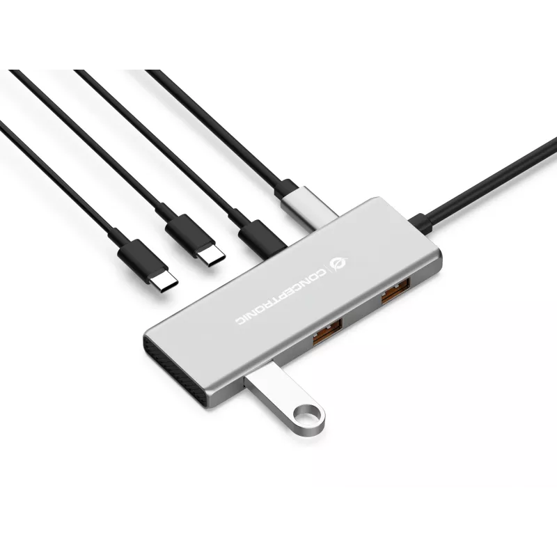 Conceptronic HUBBIES17G interface-hub USB 3.2 Gen 2 (3.1 Gen 2) Type-C 10000 Mbit/s grijs