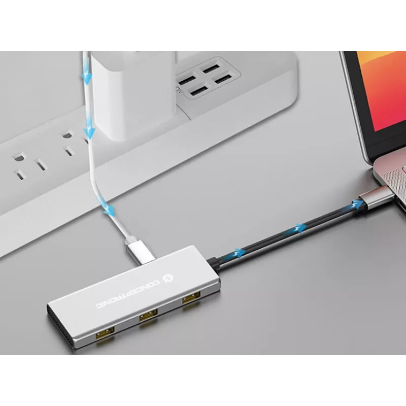 Conceptronic HUBBIES17G interface-hub USB 3.2 Gen 2 (3.1 Gen 2) Type-C 10000 Mbit/s grijs