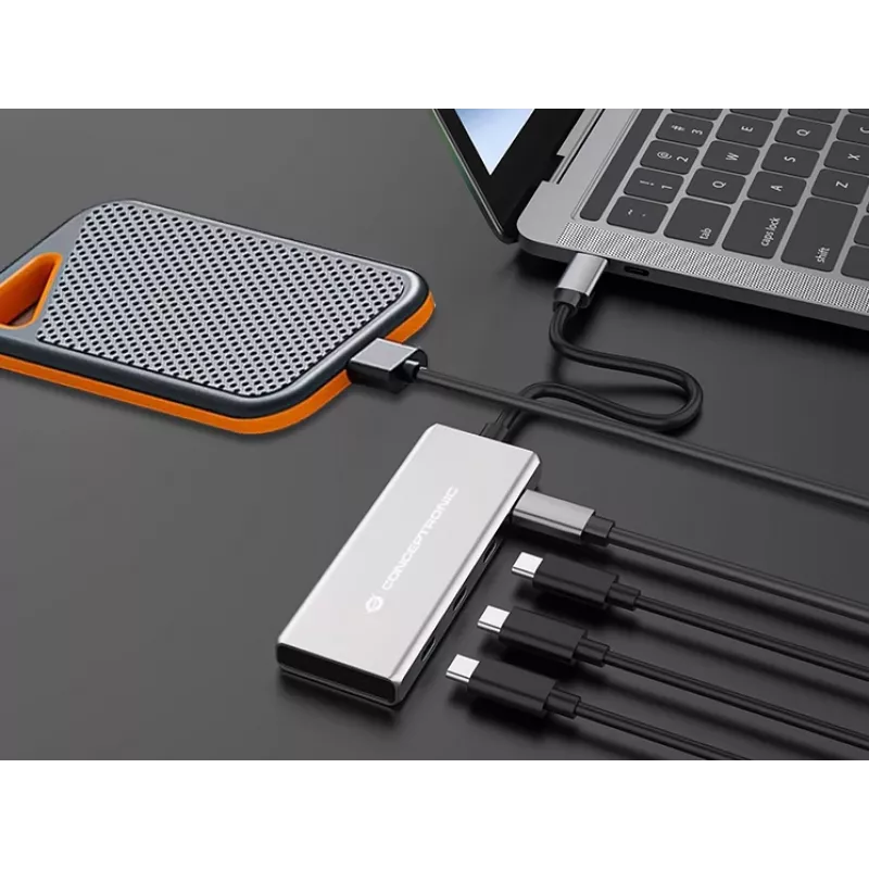 Conceptronic HUBBIES16G interface-hub USB 3.2 Gen 2 (3.1 Gen 2) Type-C 10000 Mbit/s grijs