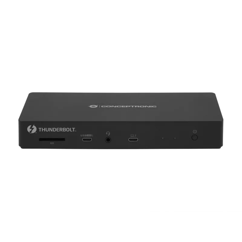Conceptronic DONN30B 13-in-1 Thunderbolt 4 dockingstation, 40 Gbit/s, 96 W, HDMI, 2x USB-A, USB-C, 2,5GbE LAN, SD-kaartlezer, zwart