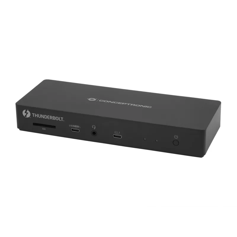 Conceptronic DONN30B 13-in-1 Thunderbolt 4 dockingstation, 40 Gbit/s, 96 W, HDMI, 2x USB-A, USB-C, 2,5GbE LAN, SD-kaartlezer, zwart