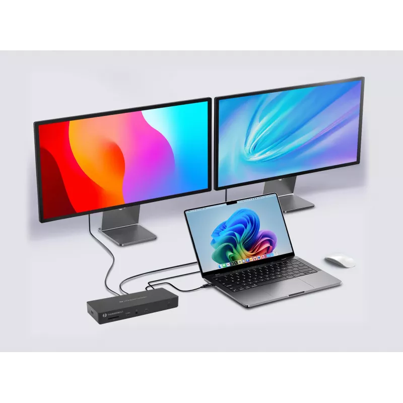 Conceptronic DONN30B 13-in-1 Thunderbolt 4 dockingstation, 40 Gbit/s, 96 W, HDMI, 2x USB-A, USB-C, 2,5GbE LAN, SD-kaartlezer, zwart