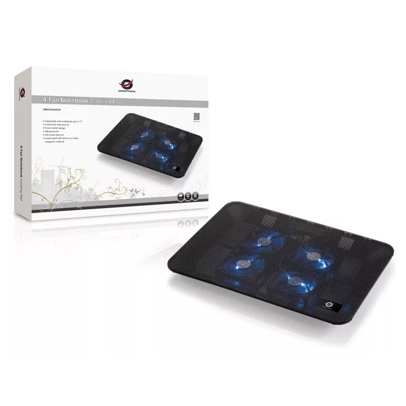 Conceptronic THANA notebook-koelpad, voor schermen tot 39,6 cm (15,6 inch), 4 ventilatoren