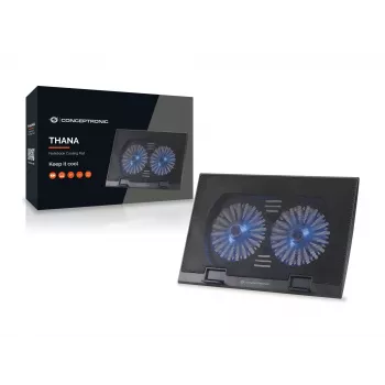 Conceptronic THANA notebook-koelpad, geschikt voor maximaal 17 inch, 2 ventilatoren