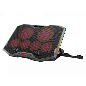 Conceptronic THYIA ERGO gaming-laptop-koelstandaard met 6 ventilatoren, 43,2 cm (17 inch), 6 stuks, knoppen, grijs, blauw, groen, rood, China