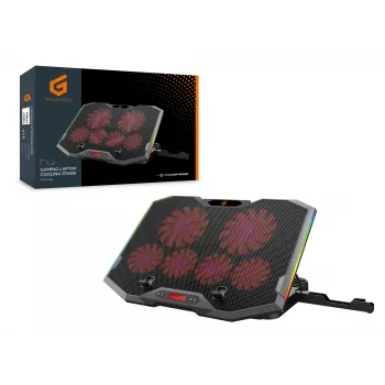 Conceptronic THYIA ERGO gaming-laptop-koelstandaard met 6 ventilatoren, 43,2 cm (17 inch), 6 stuks, knoppen, grijs, blauw, groen, rood, China