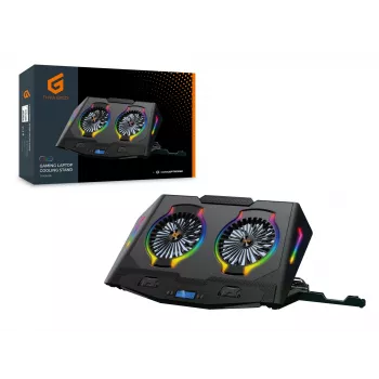 Conceptronic THYIA ERGO gaming-laptop-koelstandaard met 2 ventilatoren, 43,2 cm (17 inch), 2 st., knoppen, zwart, blauw, groen, rood, China