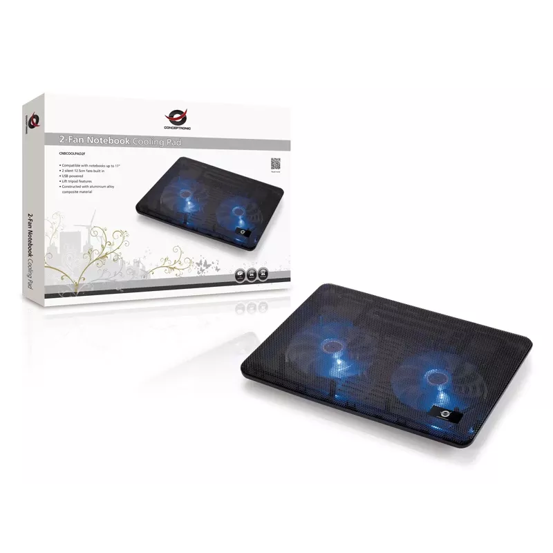 Conceptronic THANA notebook-koelpad, geschikt voor maximaal 15,6 inch, 2 ventilatoren