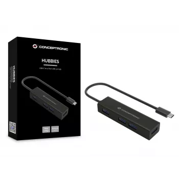 Conceptronic HUBBIES USB-C naar 4-poorts USB 3.0-hub
