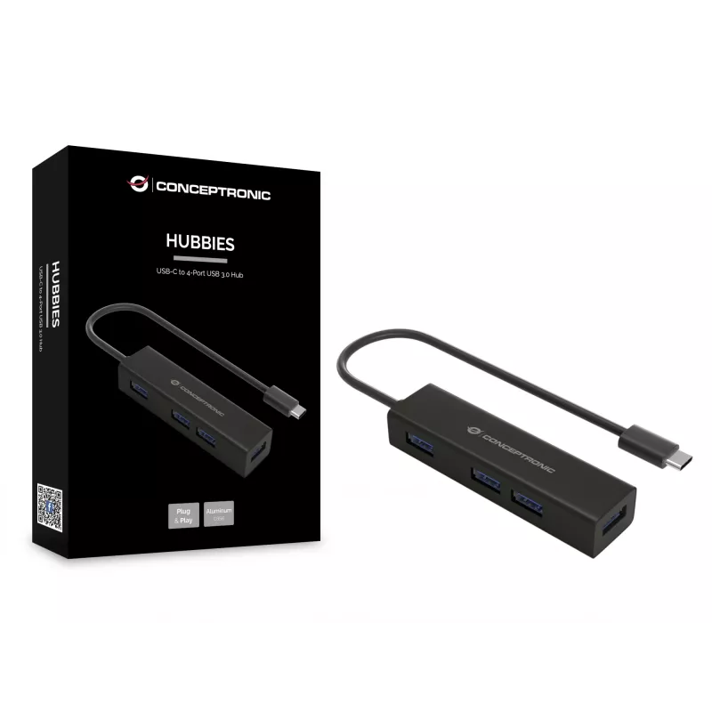 Conceptronic HUBBIES USB-C naar 4-poorts USB 3.0-hub