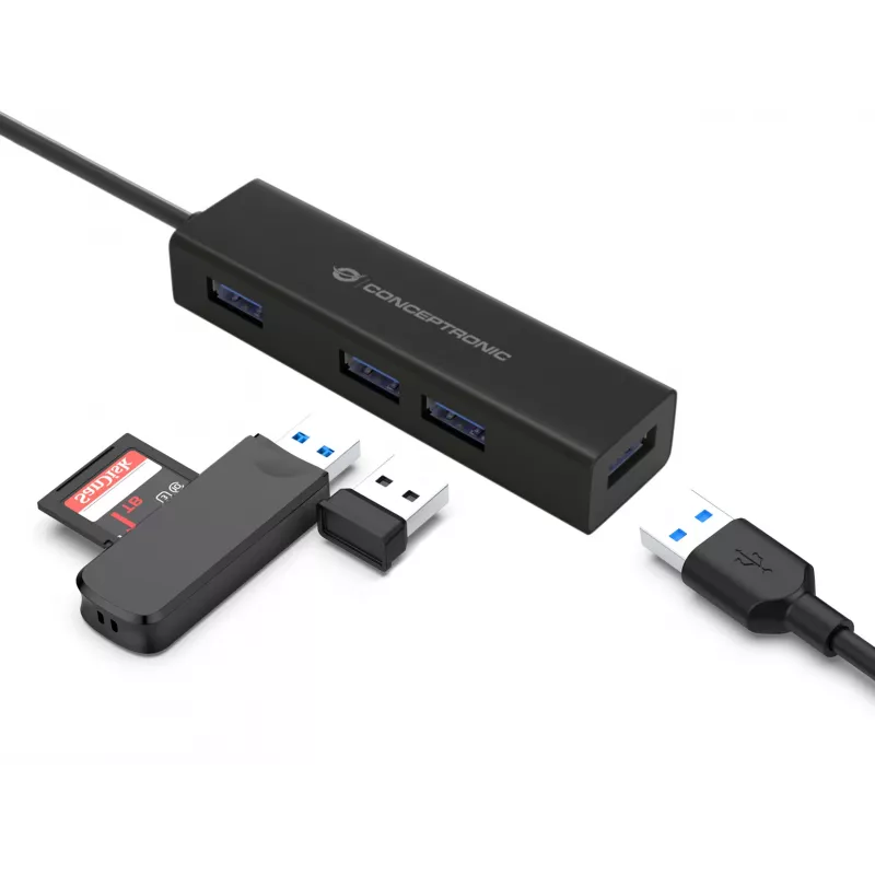Conceptronic HUBBIES USB-C naar 4-poorts USB 3.0-hub
