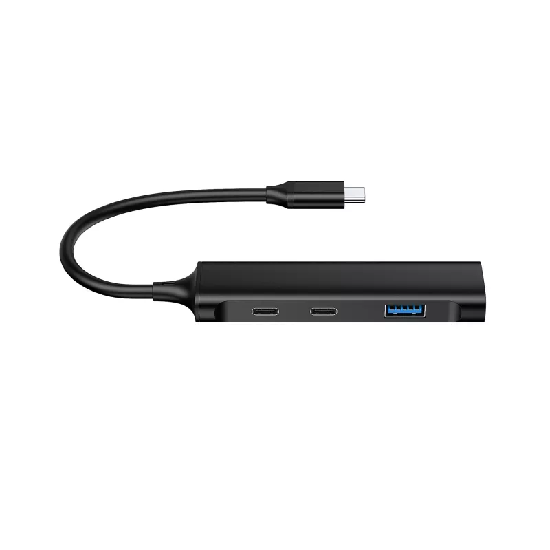 Conceptronic HUBBIES 4-poorts USB 3.0-hub, 2 USB-C- en 2 USB-A-aansluitingen, aluminium behuizing, USB-C-stekker