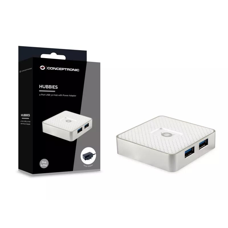 Conceptronic HUBBIES03W interface-hub USB 3.2 Gen 1 (3.1 Gen 1) Micro-B 5000 Mbit/s wit