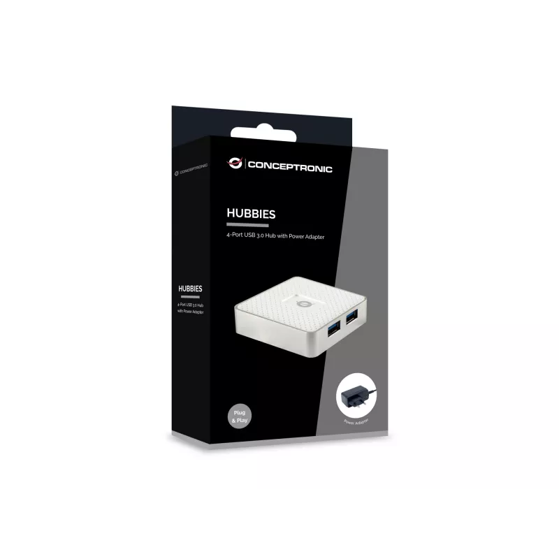 Conceptronic HUBBIES03W interface-hub USB 3.2 Gen 1 (3.1 Gen 1) Micro-B 5000 Mbit/s wit
