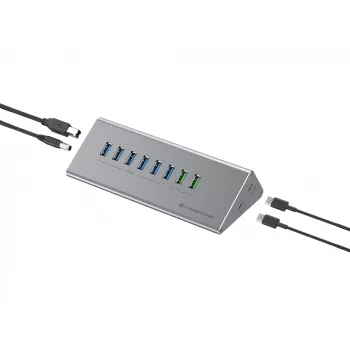 Conceptronic HUBBIES18G 10-in-1 60W USB 3.0 hub-oplader-combinatie, 2-in-1 USB-C-USB-A-kabel, USB 3.2 Gen 1