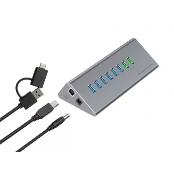 Conceptronic HUBBIES18G 10-in-1 60W USB 3.0 hub-oplader-combinatie, 2-in-1 USB-C-USB-A-kabel, USB 3.2 Gen 1