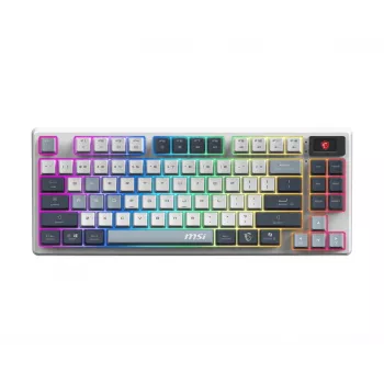 Toetsenbord MSI FORGE GK600 TKL WIRELESS SKY — tenkeyless mechanisch, USB + Bluetooth, QWERTY UK Engels, RGB, blauw/wit