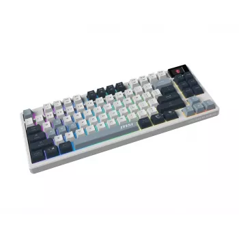 Toetsenbord MSI FORGE GK600 TKL WIRELESS SKY — tenkeyless mechanisch, USB + Bluetooth, QWERTY UK Engels, RGB, blauw/wit