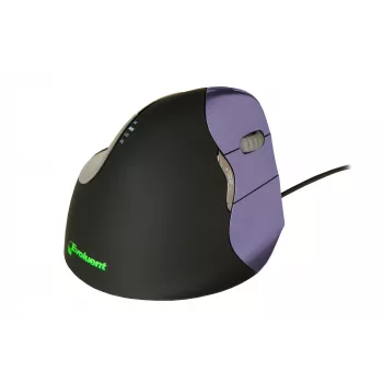 BakkerElkhuizen Evoluent 4 Small, rechtshandig, verticaal design, laser, USB Type-A, 2600 DPI, zwart, paars