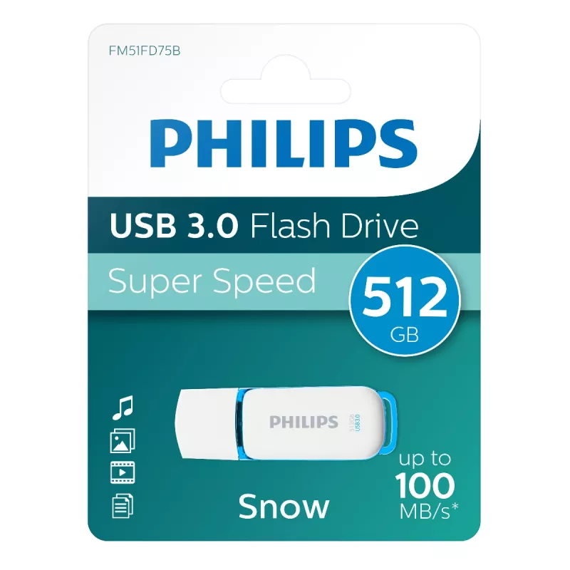 USB-flashdrive Philips FM51FD75B 512 GB, USB Type-A, USB 3.2 Gen 1 (3.1 Gen 1), wit