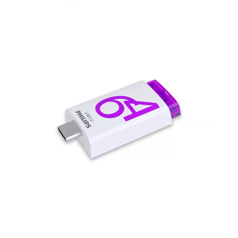 Philips Click USB-flashstation 64 GB USB Type-C 3.2 Gen 1 (3.1 Gen 1) Violet, Wit