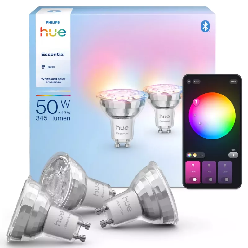 Philips Hue White and colour ambience Essential GU10 – slimme spot – 345 lm – 4,7 W – 3-pack