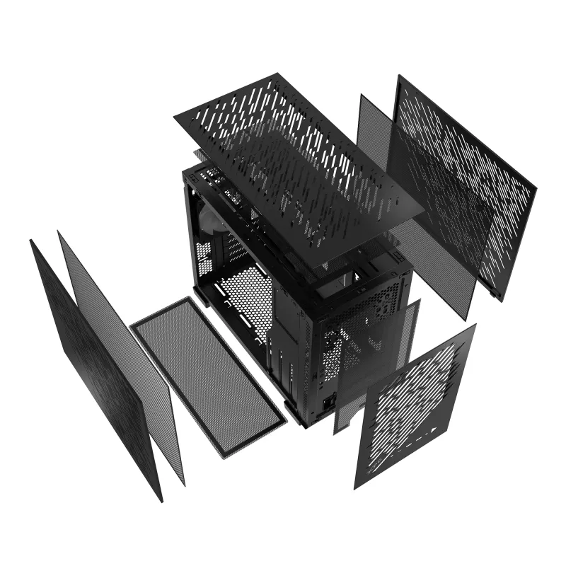 XPG VALOR AIR NANO MID-TOWER BEHUIZING - zwart, midi-tower, pc, zwart, micro-ATX, Mini-ITX, SPCC, 17 cm