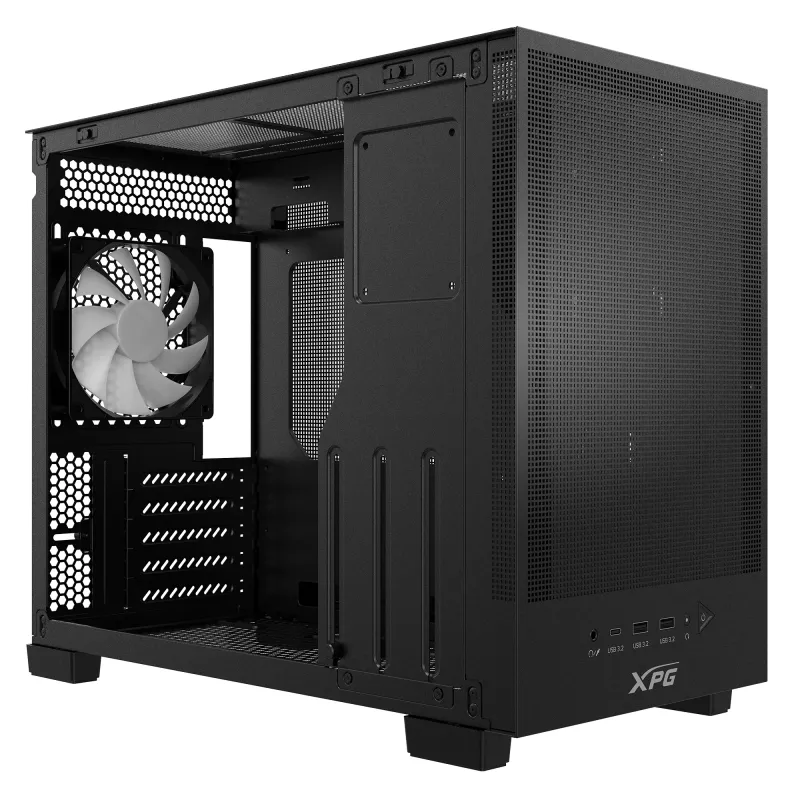 XPG VALOR MESH NANO MID-TOWER-BEHUZING – zwart, midi-tower, pc, zwart, micro-ATX, Mini-ITX, SPCC, 17 cm