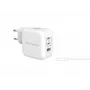 Conceptronic 3-poorts 67W GaN USB PD oplader met USB-C oplaadkabel, USB-C x 2, USB-A x 1, QC 3.0, PPS