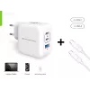 Conceptronic 3-poorts 67W GaN USB PD oplader met USB-C oplaadkabel, USB-C x 2, USB-A x 1, QC 3.0, PPS
