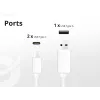Conceptronic 3-poorts 67W GaN USB PD oplader met USB-C oplaadkabel, USB-C x 2, USB-A x 1, QC 3.0, PPS