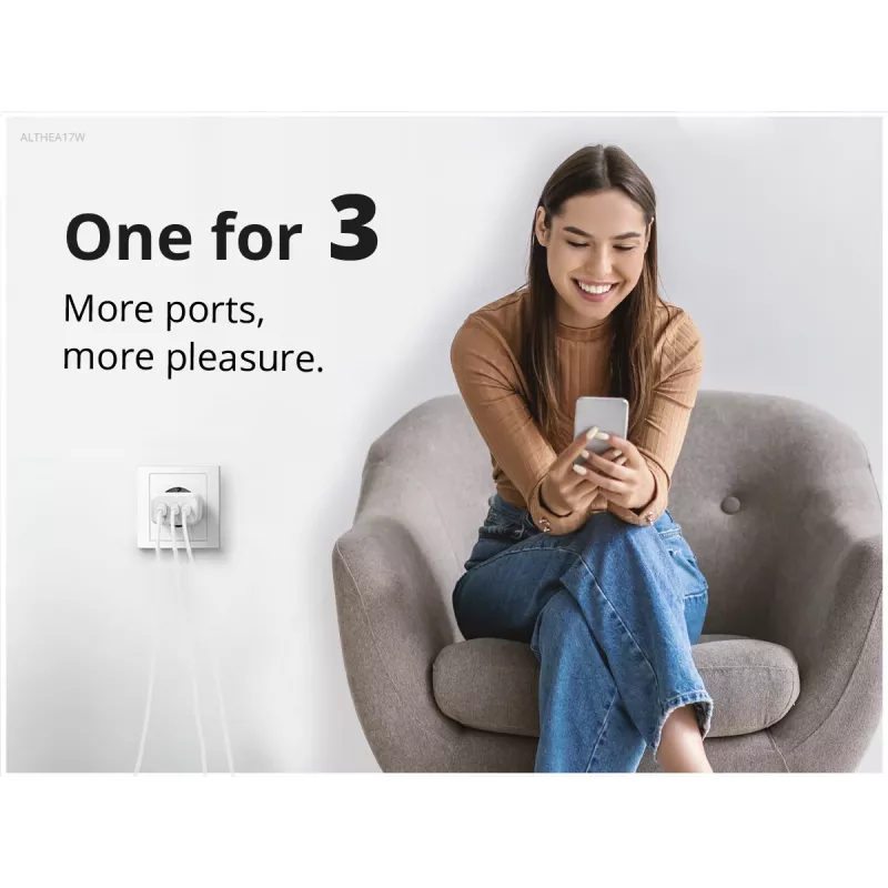 Conceptronic 3-poorts 67W GaN USB PD oplader met USB-C oplaadkabel, USB-C x 2, USB-A x 1, QC 3.0, PPS