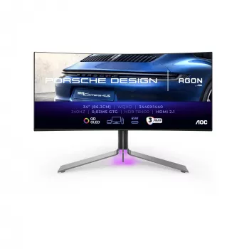 AOC Porsche PD34 computermonitor 86,4 cm (34 inch) 3440 x 1440 pixel Wide Quad HD QD-OLED zwart