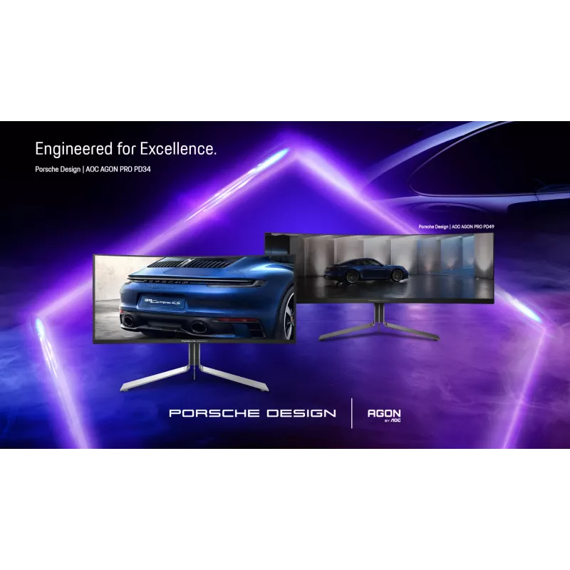 AOC Porsche PD34 computermonitor 86,4 cm (34 inch) 3440 x 1440 pixel Wide Quad HD QD-OLED zwart