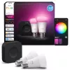 Philips Hue White and Colour Ambiance starterkit, Hue Bridge Pro + 2 x E27 A60 LED-lampen, Bluetooth/Zigbee, 1100 lm
