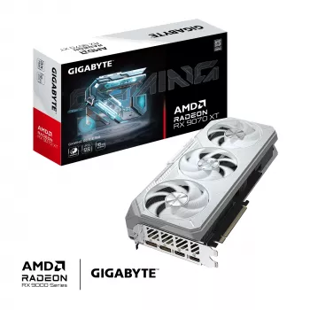 Grafische kaart GIGABYTE Radeon RX 9070 XT GAMING OC ICE 16 GB GDDR6 256-Bit PCIe 5.0 3-fan wit