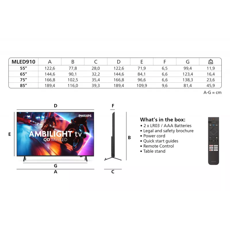 Philips Ambilight 85MLED910/12 65 inch 4K Ultra HD QD-Mini LED televisie