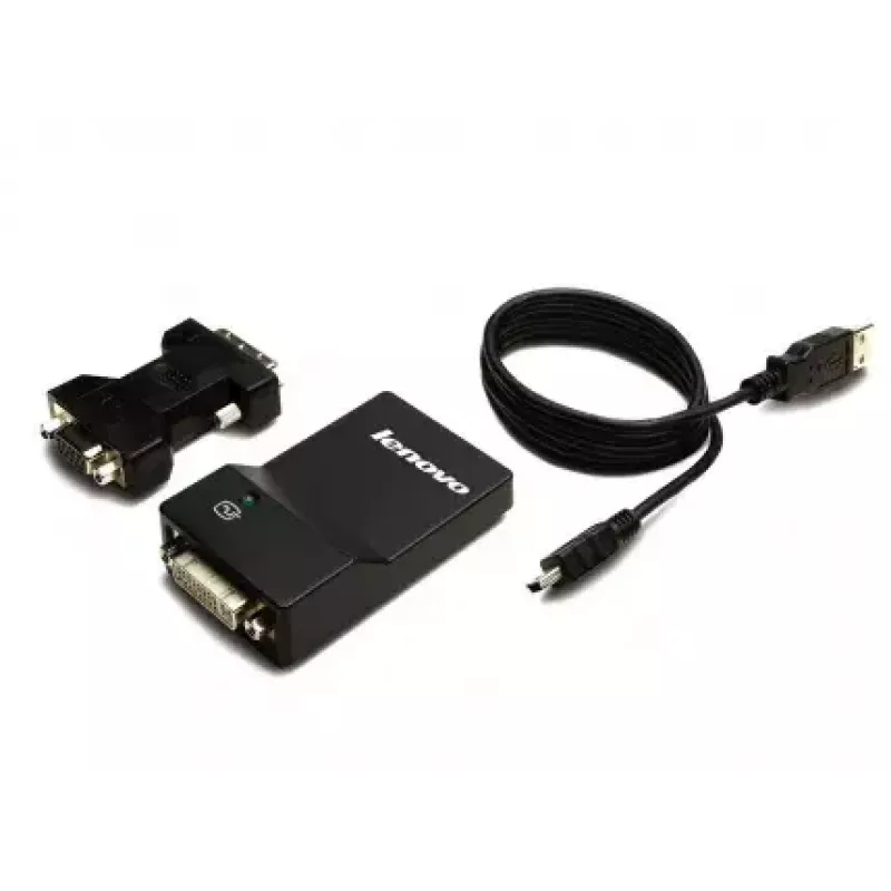 Lenovo USB 3.0 - DVI/VGA USB-grafische adapter 2048 x 1152 pixel zwart