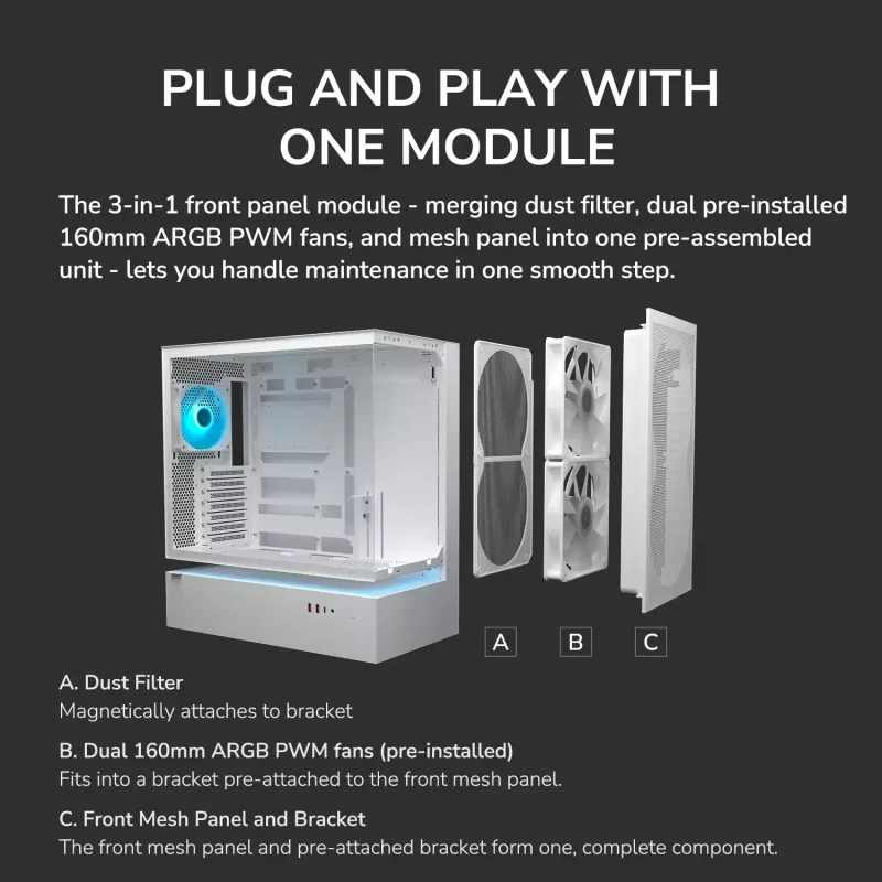 COUGAR Midi-Tower behuizing, CFV235, ARGB, mesh, zwart