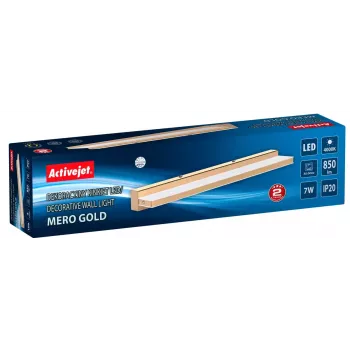 LED-wandlamp ActiveJet AJE-MERO GOLD, opbouwmontage, rechthoekig, 4000 K, 850 lm, niet-vervangbare lichtbron