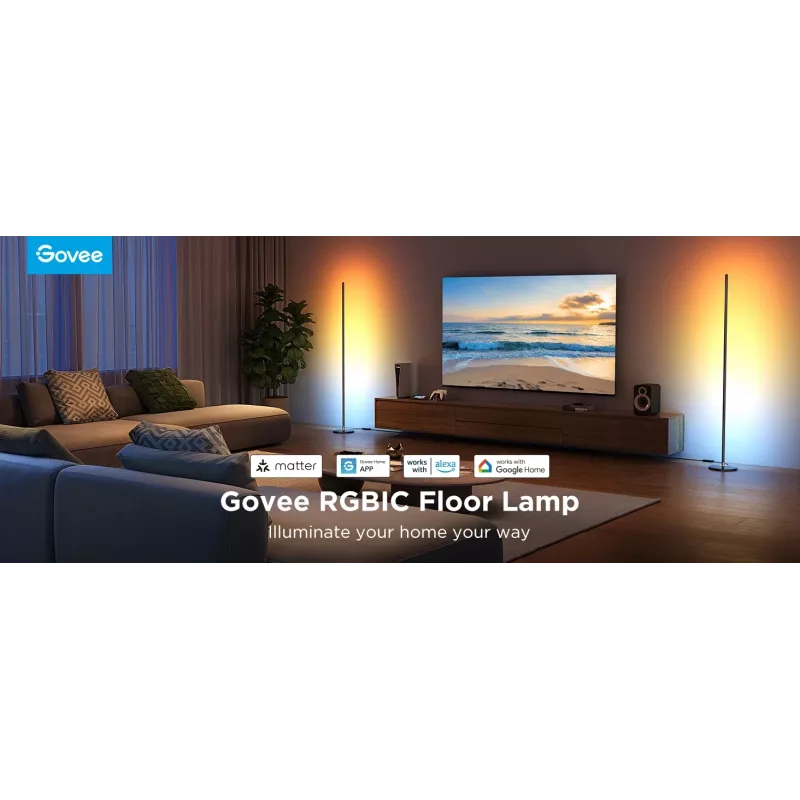 Vloerlamp Govee Matter RGBICW H8076C13 — slimme LED-verlichting met RGBIC en instelbaar wit